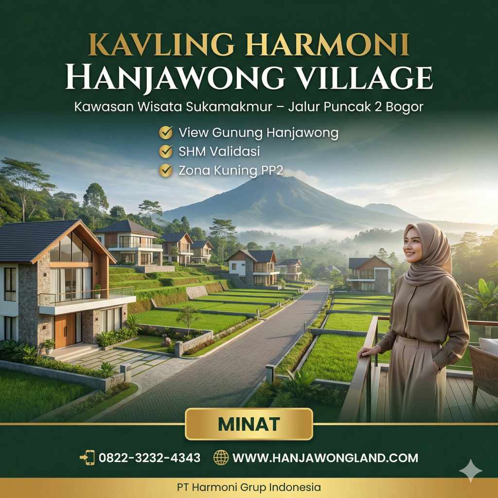 Kavling Harmoni Hanjawong Village Bogor tanah kavling wisata SHM legal view Gunung Hanjawong